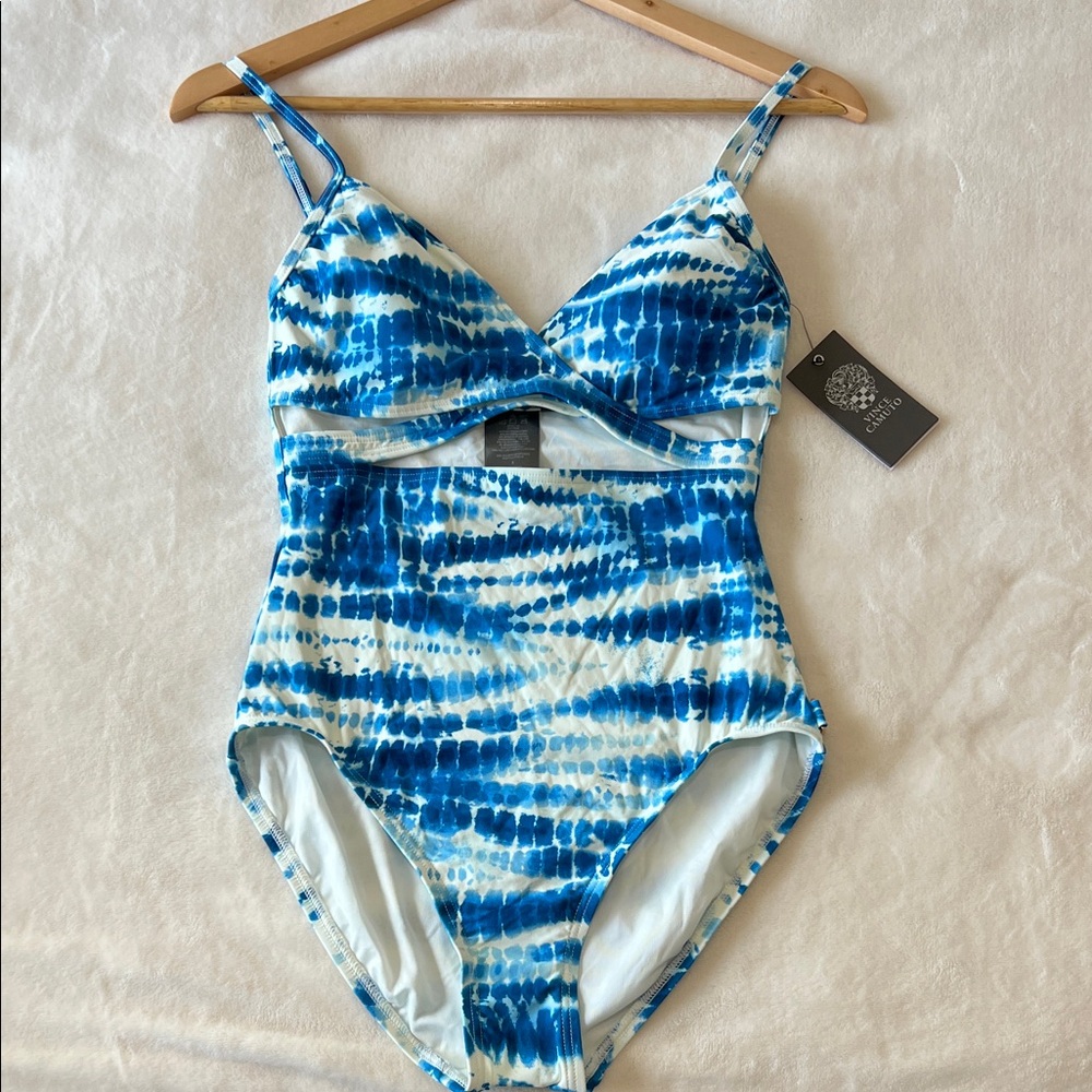 Vince Camuto Azure Blue Tie-Dye One-Piece Swim